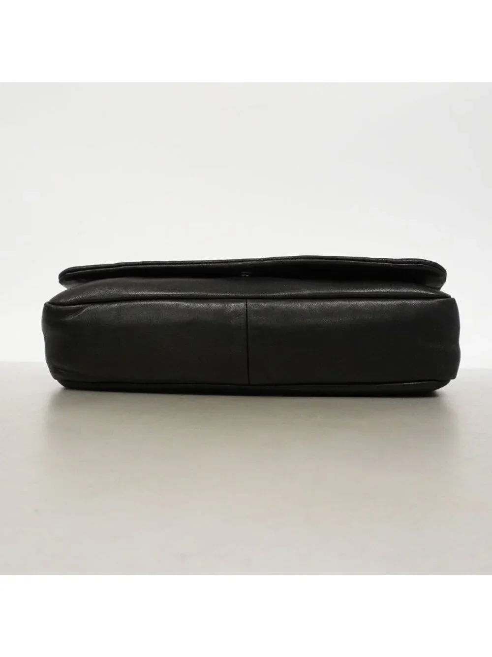 Chanel Shoulder Bag Lambskin Black Silver